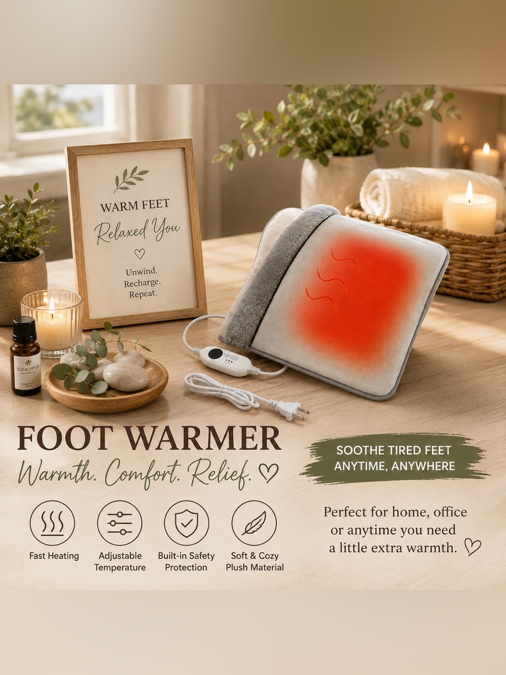 🧖‍♀️ Heated Foot Warmer — Cozy Spa Comfort